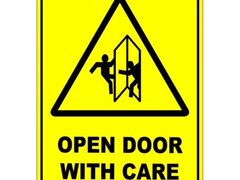 Open Door With Care Sign